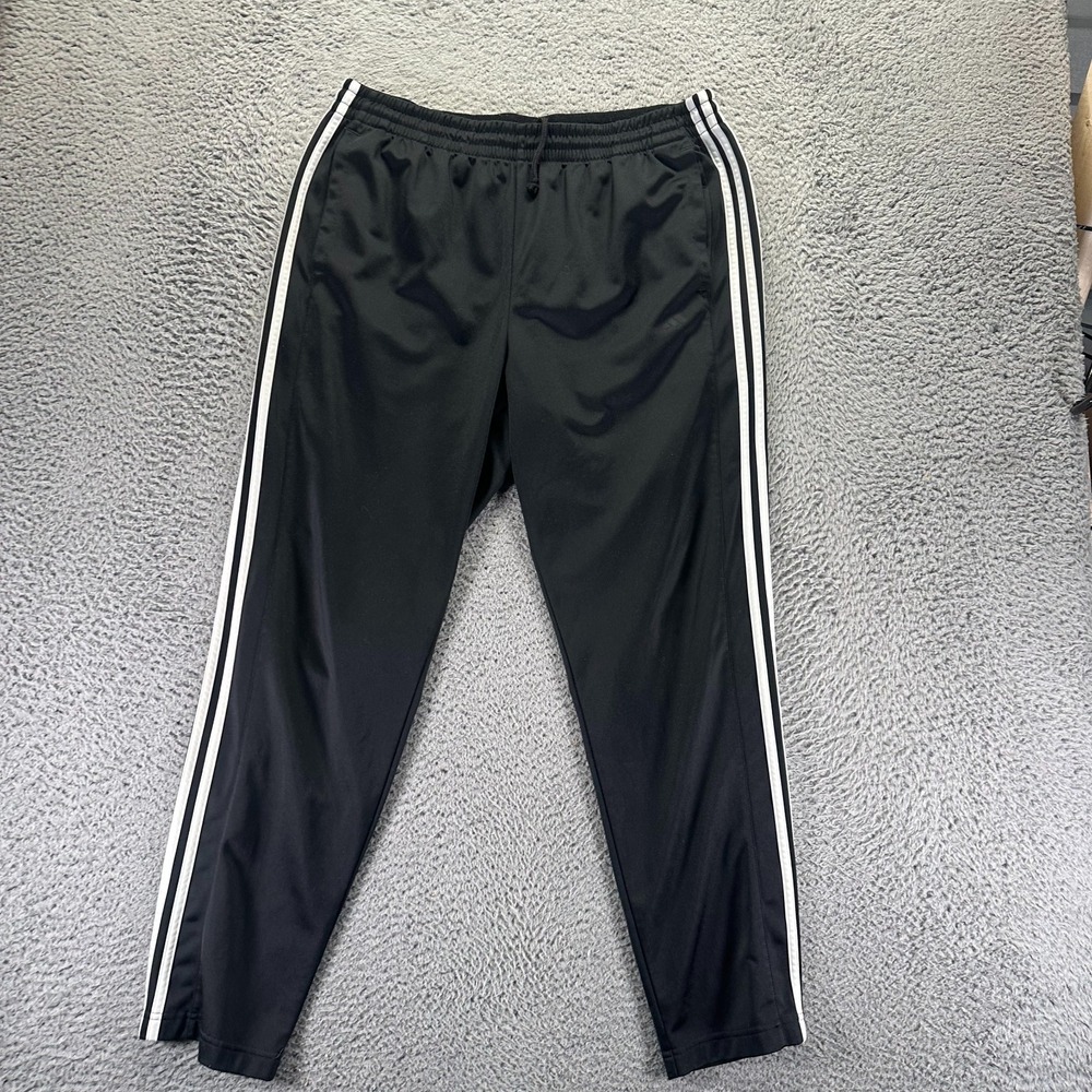 Adidas Pant Mens Size XL Black Track Straight 3 Stripes Running Workout Training